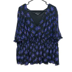Ava & Viv 3X‎ Floral Peplum Blouse Ruffle Sleeve Top Romantic Femme Soft Cottage